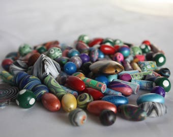 Destash CLEARANCE Handmade Polymer Clay Beads- 1/4 lb. Lot
