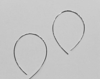 Pull through earrings, Hoop Earrings, Sterling Silver, Threader Earrings, Open Hoop, Thin Earrings