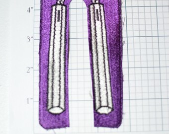 Nunchaku Nunchucks Sew-On Vintage Patch White on Purple Danger Sticks Chuka Chainsticks Juan-Tao Jacket Patch Vest Patch Martial Arts f1j