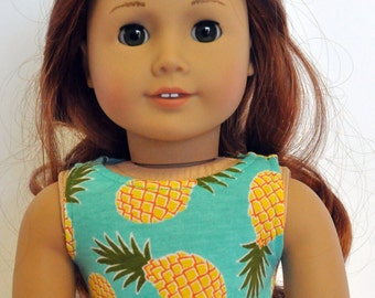 Turquoise Pineapple Print Sleeveless Crop Top 18 inch Doll Clothes