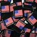 Woven Flag Labels for Clothing with "Made in USA" - Center Fold - Black Color - 1" (W) x 1.25" (H) folded size - 100 PCS