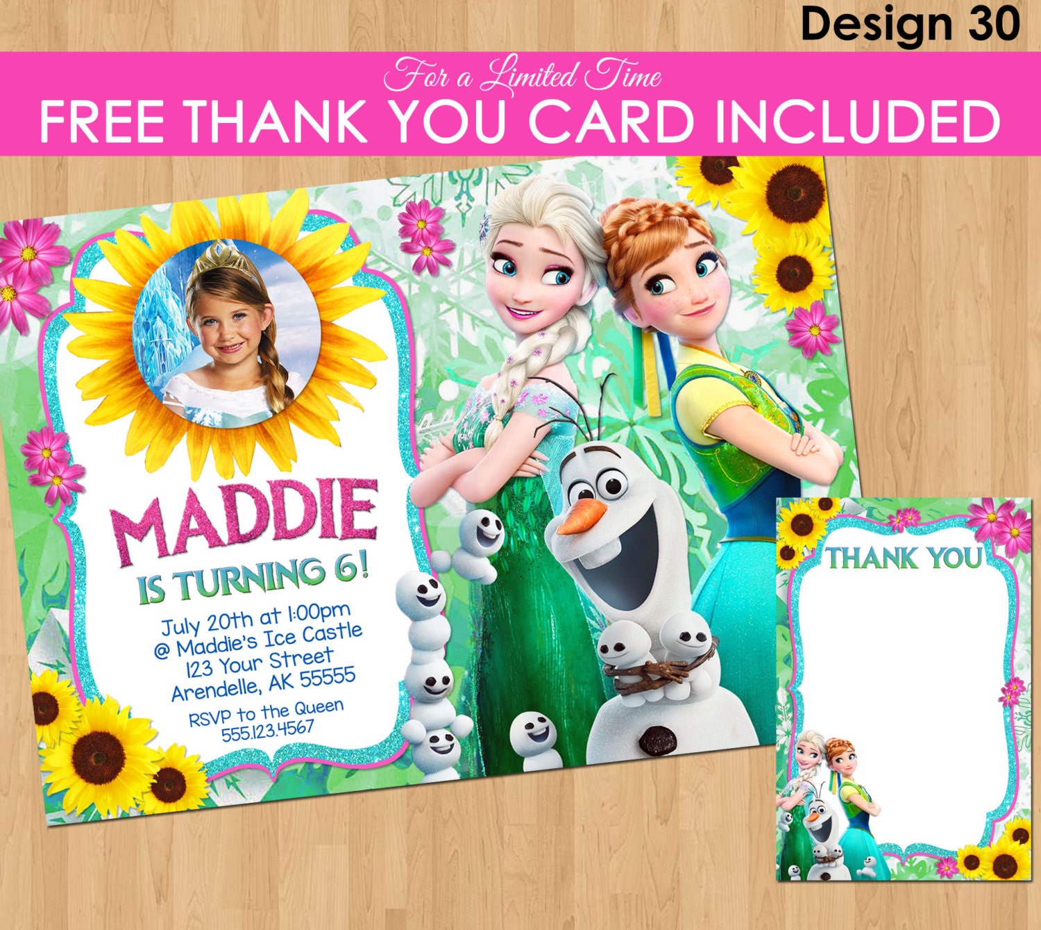 FROZEN FEVER Birthday Invitation Frozen Summer Invitation