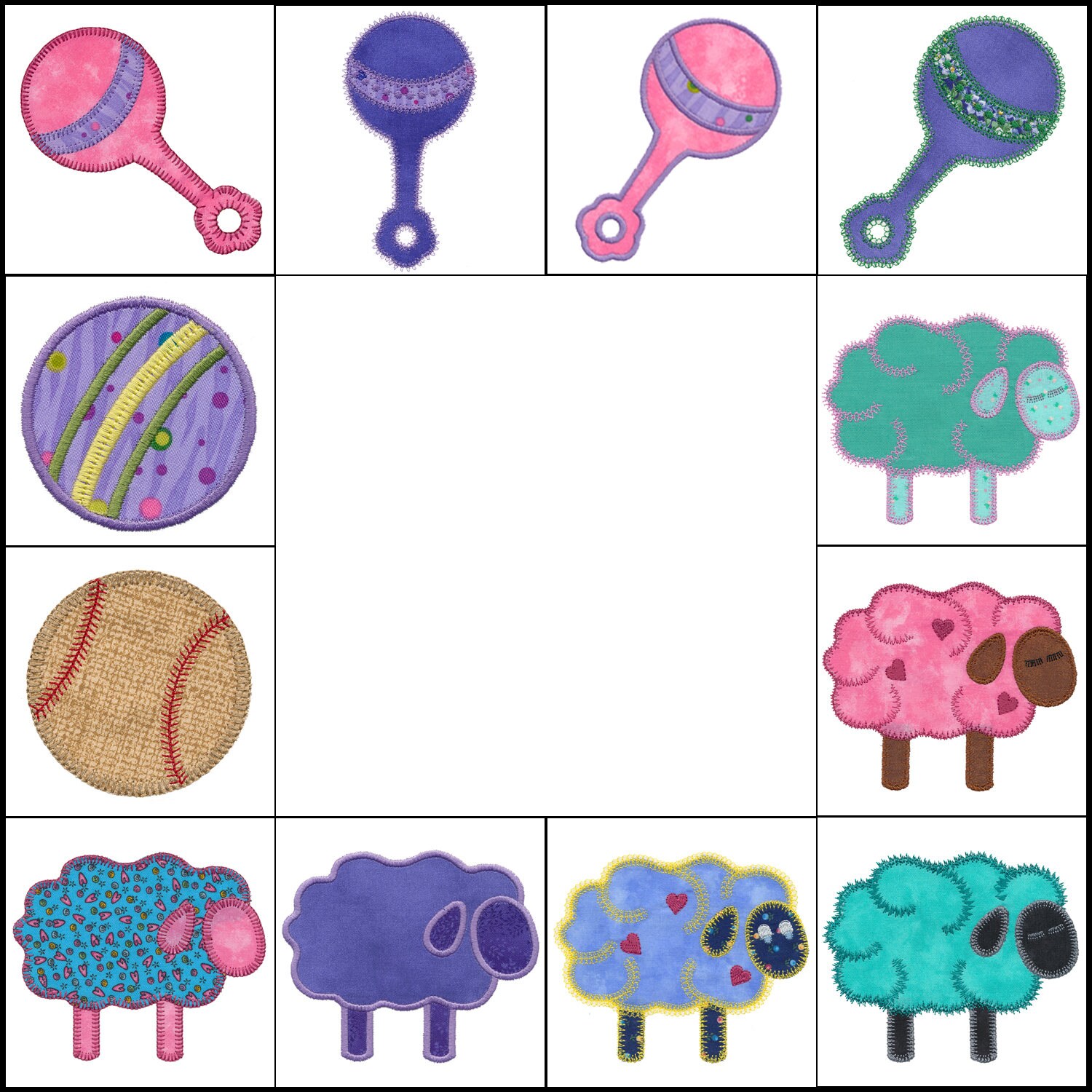 Set of Lullaby applique machine embroidery designs. Instant