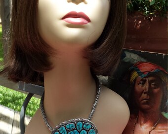 Native American turquoise sterling pendant