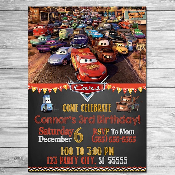 disney cars invitation chalkboard lightning mcqueen birthday lightning mcqueen birthday party invitations