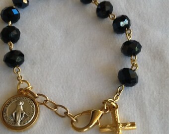 Black and gold Rosary Bracelet