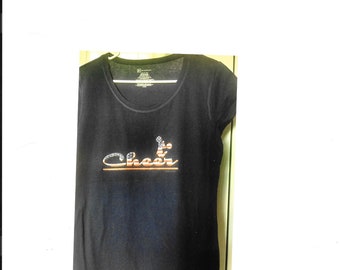 L/G Ladies,T-shirt,Tee-shirt,Cheer,Apparel,Active-wear,Teens shirt,Clothing,Clothes,Closet,Fashion,Dark blue shirt