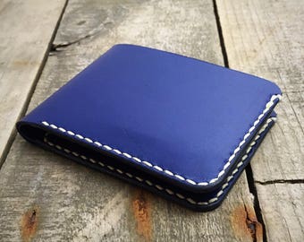 Personalised Kangaroo Leather Bifold Wallet, Blue Leather Wallet, Bifold Wallet, Billfold Wallet, Mens Leather Wallet, Mans Leather Wallet