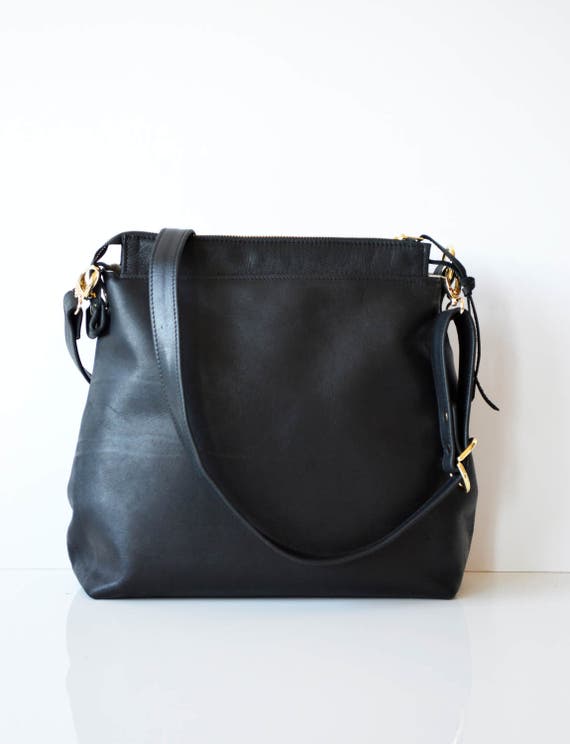 Black Leather hobo bag / Leather crossbody bag / Leather bag