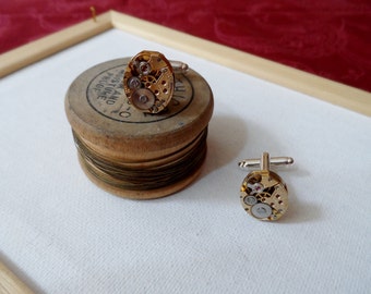 Jeweled Watch Movement Cuff Links