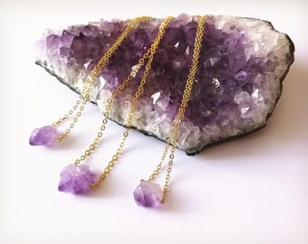 Crystal necklace, Raw amethyst necklace, Amethyst necklace, Crystal pendant necklace,Gift for her, Healing crystal, February birthstone