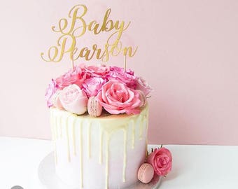 Custom Baby shower cake topper | Baby reveal cake | Christening cake topper | Personalised cake topper | Gold baby shower cake topper