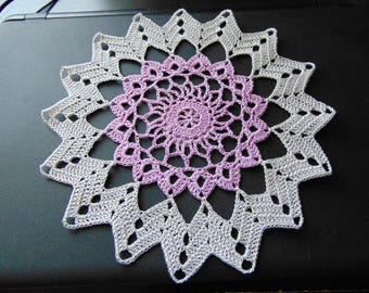 Star burst doily in gray and lavender