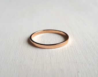 Minimalist Rose Gold Wedding Band -  Classic Simple Ring - Recycled Gold - Thin Slender Dainty Ring