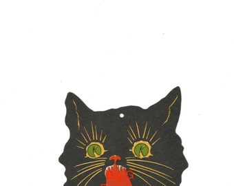 Vintage Halloween die cut scary black cat digital download printable image 300 dpi