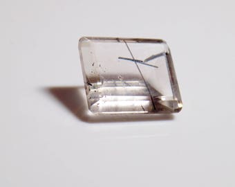 Tourmalinated Quartz Emerald Cut Gemstone 13 x 11 x 6 mm