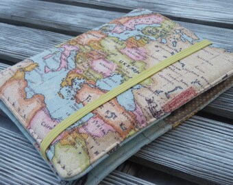 Travel organizer, Passport holder, Holder for 2 passports, Passport cover, passport wallet, Gift for Traveler - world map RANDOM AREA