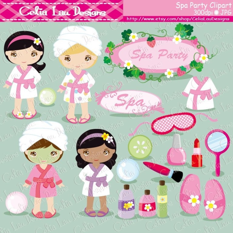 Spa Party Digital Clipart Girls Cute Clip Spa Party Digital Clipart Girls Cute Clip