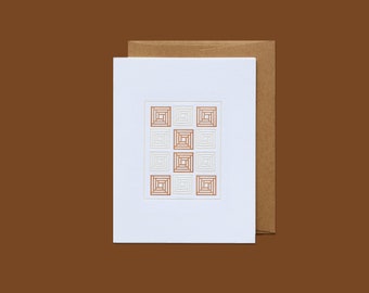 Letterpress American Folk Quilt Geometric Pattern Card No. 4