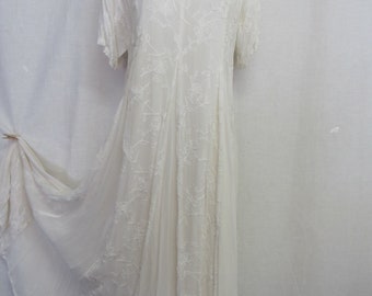 White Peasant Dress Wedding Dress Crinkle Dress Boho Hippie Wedding Dress