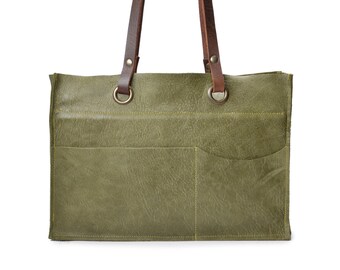 Handmade Leather green shoulder bag