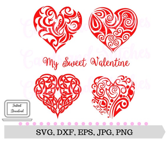 Valentine SVG Hearts SVG Fancy Hearts SVG Svg Dxf Jpg