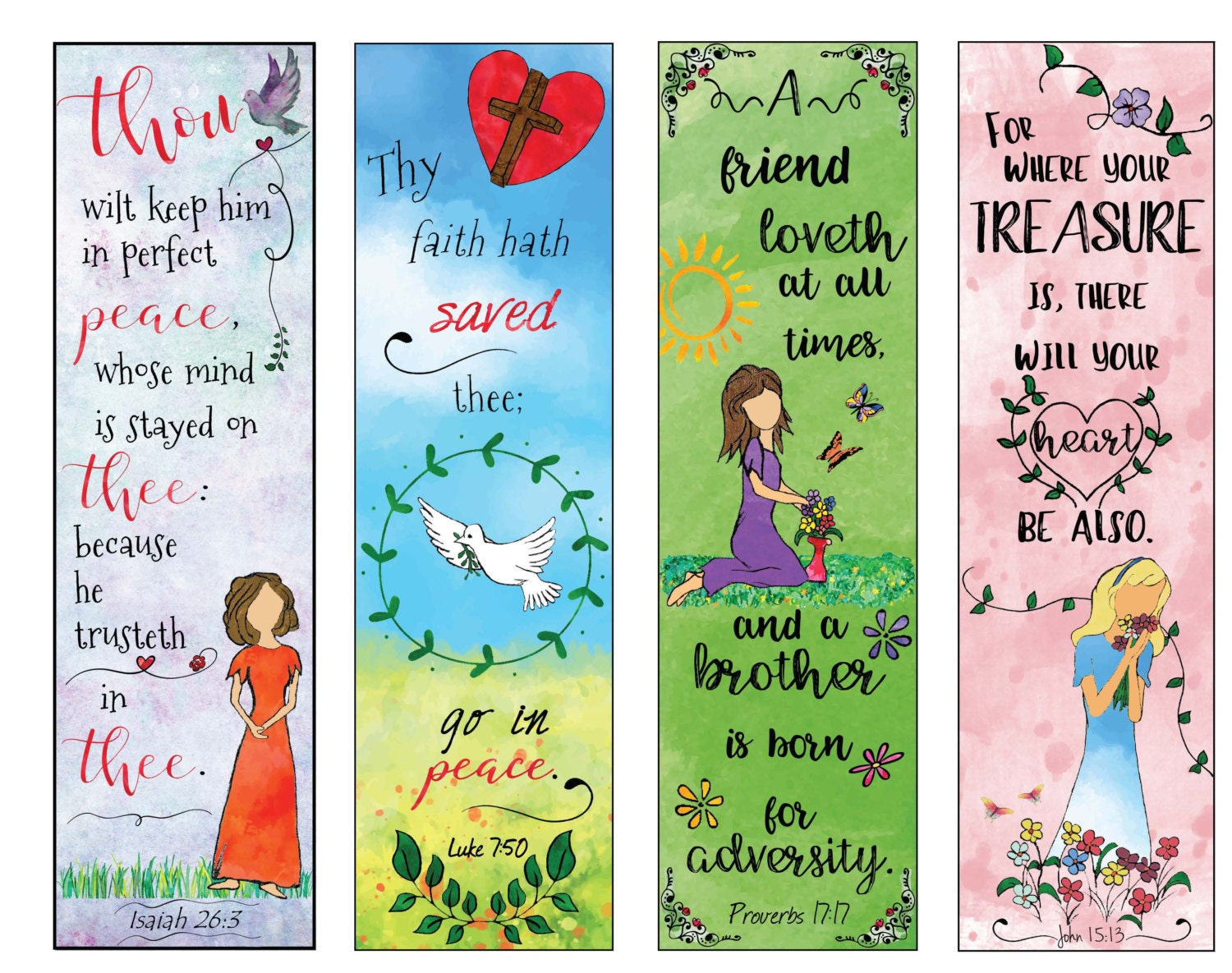 bible verse bookmarks on peace and love diy full color print