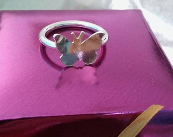 Sterling Silver Butterfly ring, Silver stacking ring, Stacking ring, Stacker ring, Sterling Silver ring, Bridesmaid gift. Birthday gift.