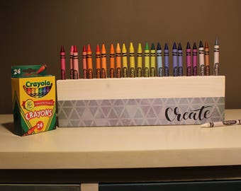 Crayon Holder (White) - Crayons - Pencils - Storage - Organization - Wood