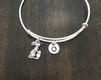 easter bunny Initial Bracelet, easter bunny jewelry, CN36