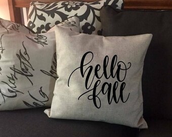 Hello Fall - Rustic Pillow Cover - Fall Pillow Case