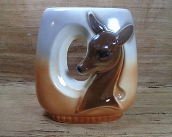 Vintage Royal Copley Deer Vase, Ceramic Deer Planter, Royal Copley Fawn Vase, Vintage 1950