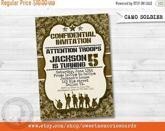 ON SALE Camo Soldier Invitation Birthday, Camo Birthday, Soldier Invitation Birthday, Army Invitation Birthday