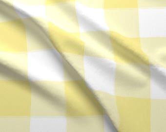 Plaid Buffalo Check Fabric - Large Yellow Buffalo Check Gingham By Sugarfresh - Large Buffalo Check Fabric With Spoonflower