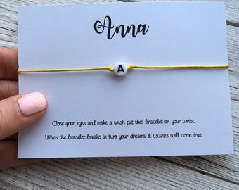 Personalised wish bracelet, letter bracelet, initial jewellery, beaded bracelet, name bracelet, gift for her, stocking filler, gift.