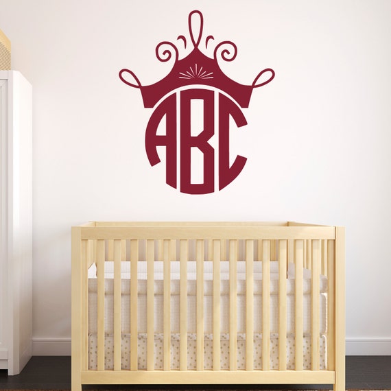 Items similar to Custom Nursery Monogram Wall Decal, Custom Princess