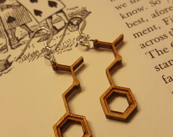 Laser Cut Jasmine Molecule Earrings - Chemistry Earrings - Nerdy Gift for Her