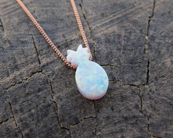 Opal necklace opal pineapple necklace white opal necklace opal gold necklace opal jewelry pineapple necklace opal jewelry october birthstone