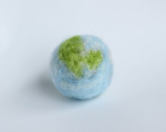 Handmade needle felt Earth Day Globe sculpture, Miniature felt globe