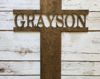 Baptism gift, first communion gift, Personalized Cross, Wooden Cross, Baptisim Cross, Wooden Name Cross, first communion gift
