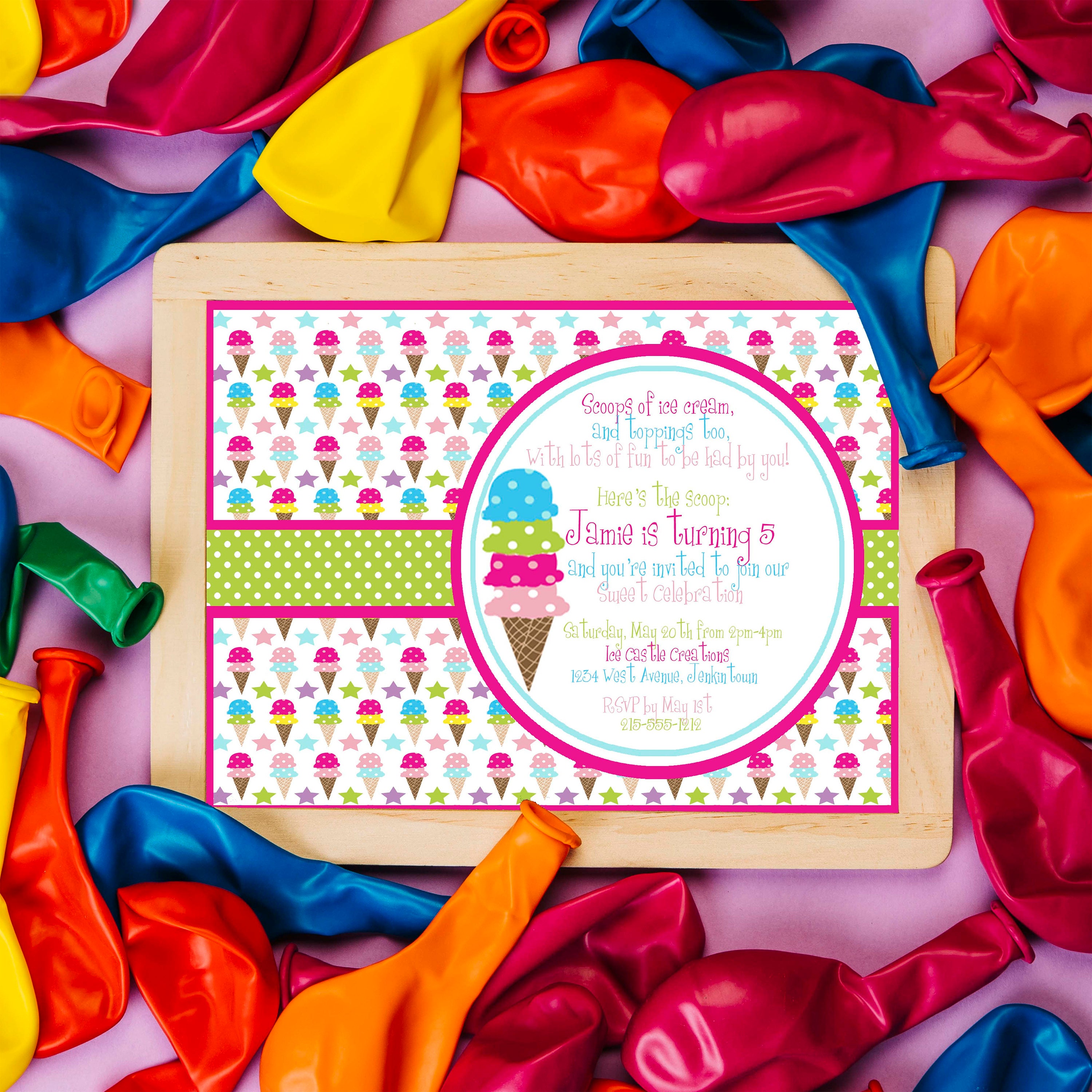 Ice Cream Invitation Ice Cream Birthday Invitation Ice Cream