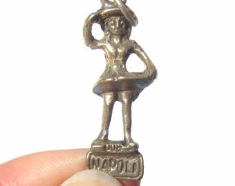Naples Italy Charm, Souvenir Charm, 800 Silver Charm, Traditional Clothing Girl or Woman Charm, Napoli Charm, Vintage Charm