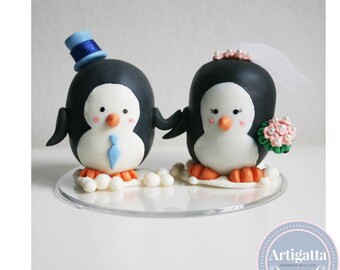Penguin Wedding Cake Topper / Penguin wedding gift / Hand made cake topper / Penguin wedding cake / Penguin bride groom / Wedding Topper