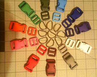 5/8 pet collar hardware, buckle/slider/D ring, dog collar kits, adjustable strap hardware, pet collar hardware, quick release buckles, bags