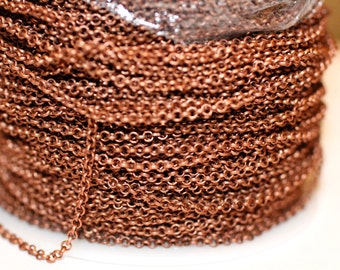 32ft Red Copper Rolo Chain 2mm cable chain-unsoldered links