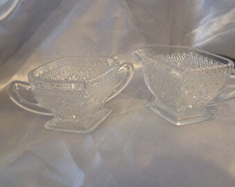 Diamond Indiana Glass Sugar Creamer Set