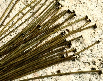 Antique brass headpin 40x0.7mm (aprox 21g), 100 pcs (item ID B0526ABHP40 / YWABHC00071)