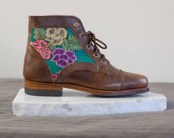 Fait main en cuir bottes guatémaltèque, Tipico - tailles pour hommes 8 (ou 10.5 des femmes)