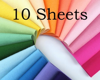 Wool Felt, CHOOSE TEN Sheets, 100% Merino Wool, Felt Sheets, Sewing Supply, DIY Felt, Pure Wool Felt