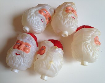 Set of Five Celluloid Santa Heads Christmas (397)